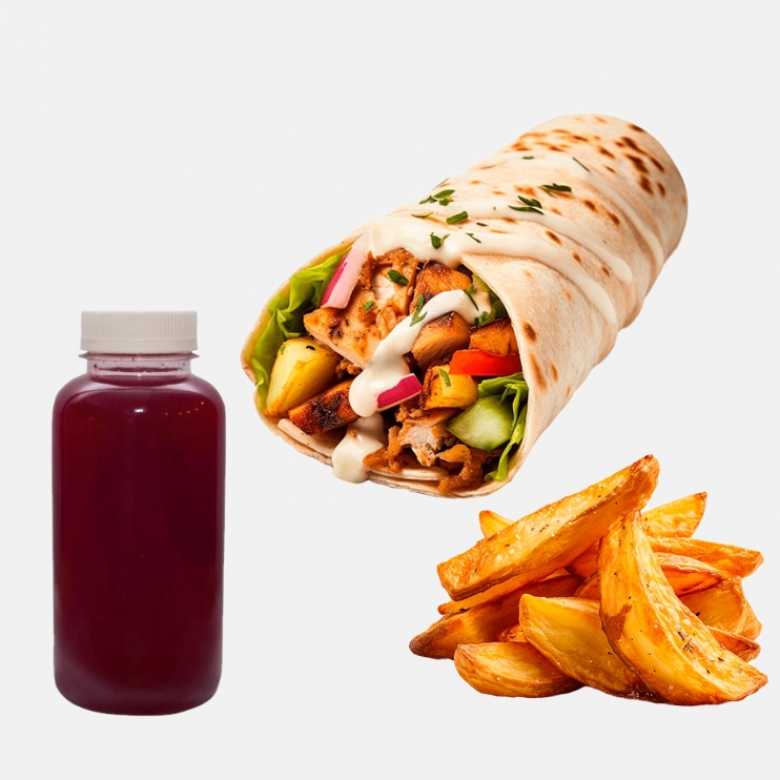 Шаурма Классика (люля), дольки фри, морс